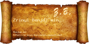 Zrinyi Benjámin névjegykártya